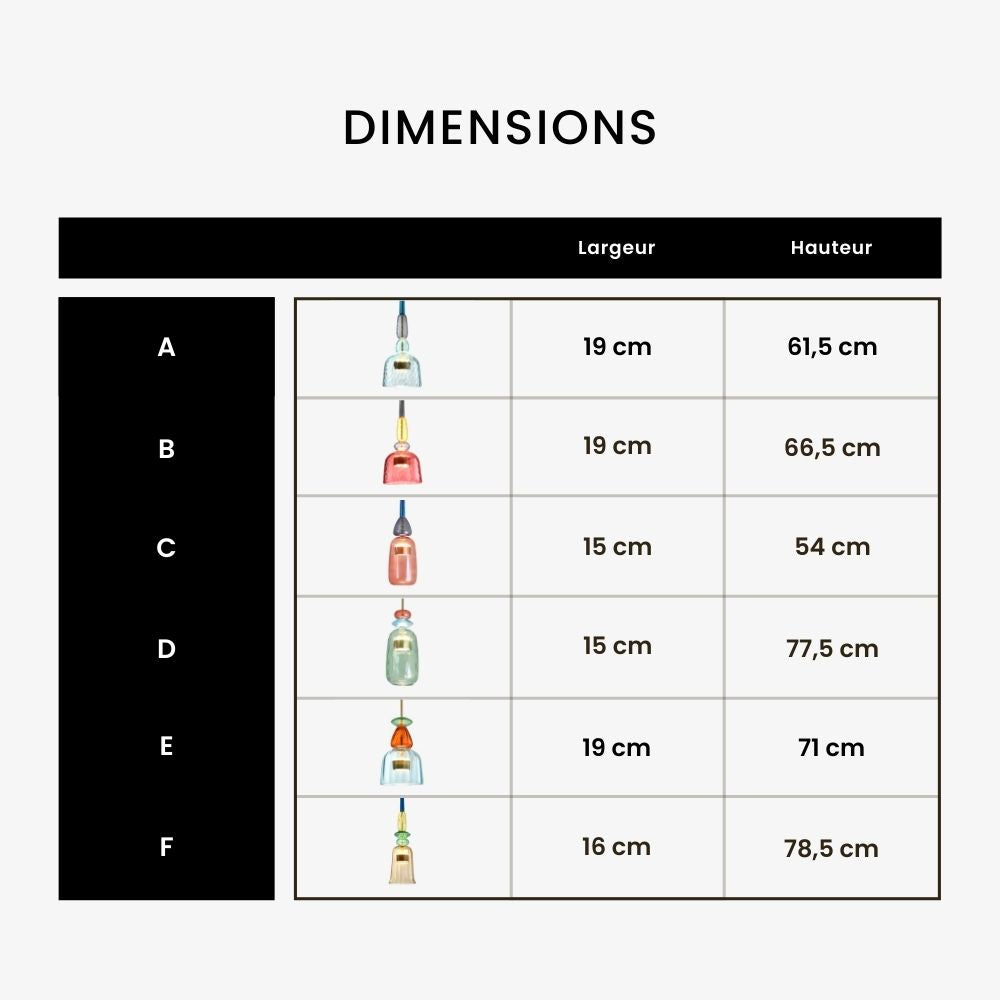 Suspension design à LED en verre coloré – modèle Illumy