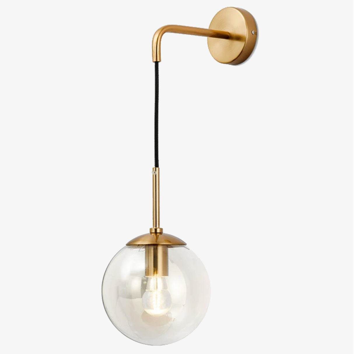 Applique murale avec boule en verre suspendue