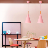 Suspension conique en métal coloré avec tige en bois – modèle Bar