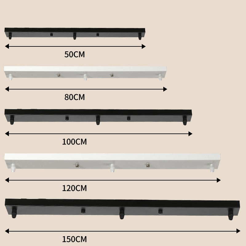 Socle de suspension long avec support pour jusqu’à 5 points lumineux – noir ou blanc