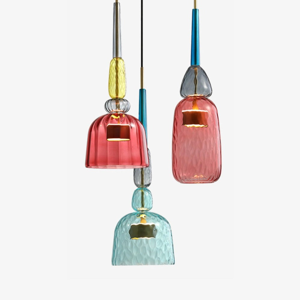 Suspension design à LED en verre coloré – modèle Illumy