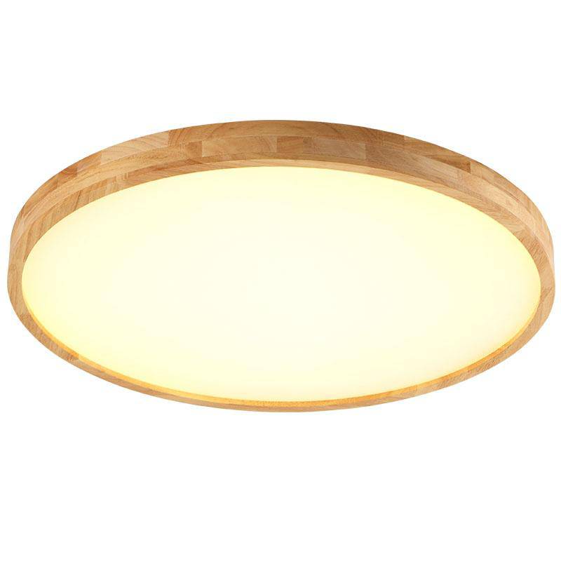 Plafonnier LED en bois – design rond ultra-fin