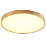 Plafonnier LED en bois – design rond ultra-fin