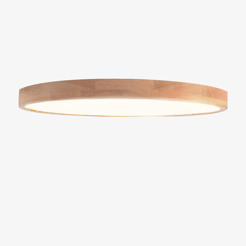 Plafonnier LED en bois – design rond ultra-fin