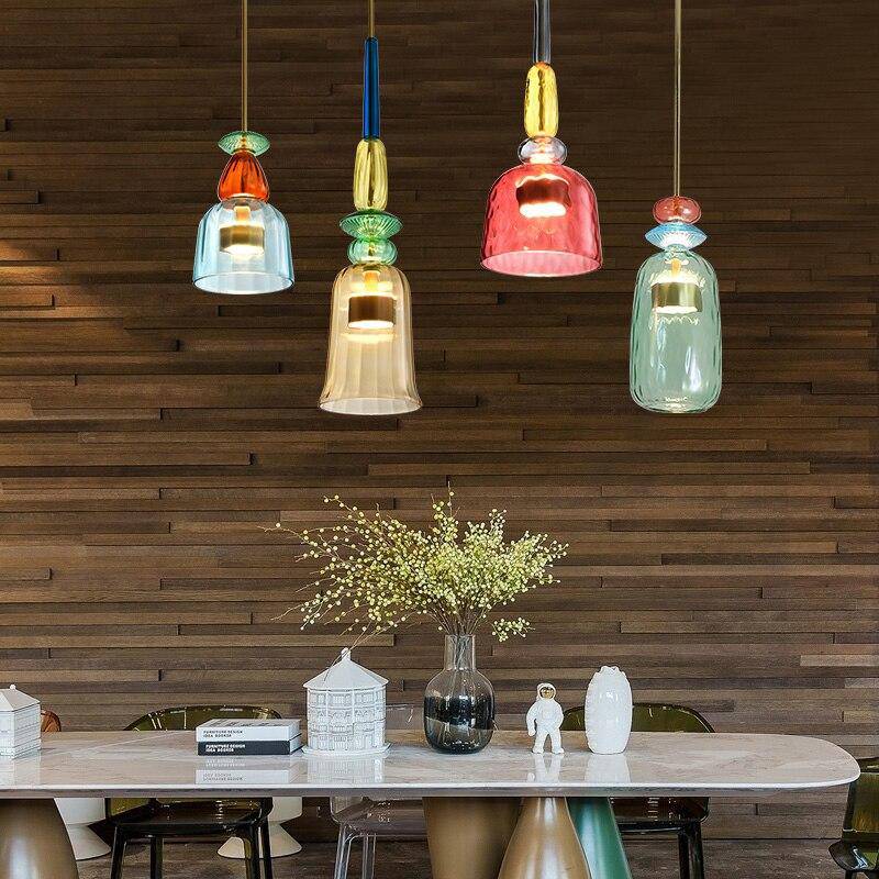 Suspension design à LED en verre coloré – modèle Illumy