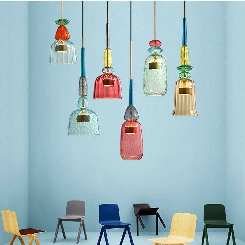 Suspension design à LED en verre coloré – modèle Illumy