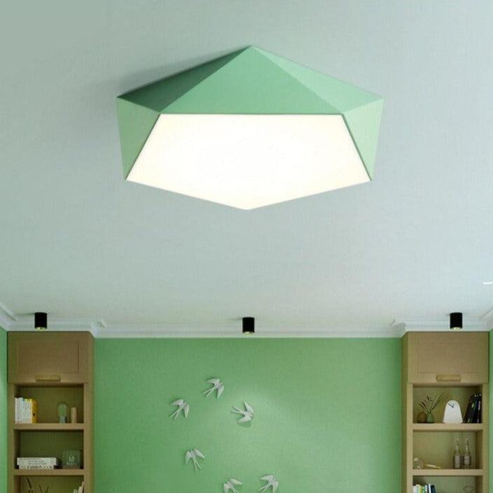 Plafonnier LED design géométrique en couleur