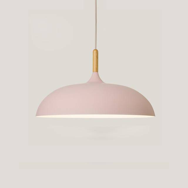 Suspension en aluminium coloré avec tige en bois – modèle Wood
