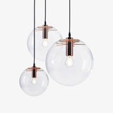 Suspension design en verre en forme de boule avec éclairage LED – finitions rose gold ou noir