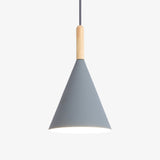 Suspension conique en métal coloré avec tige en bois – modèle Bar