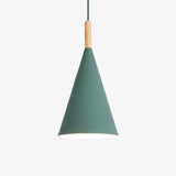 Suspension conique en métal coloré avec tige en bois – modèle Bar